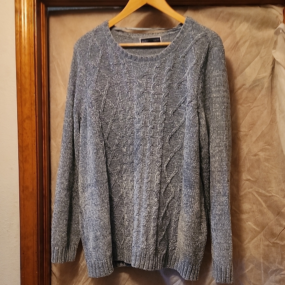 Karen Scott - Heather Gray Cable Knit Sweater